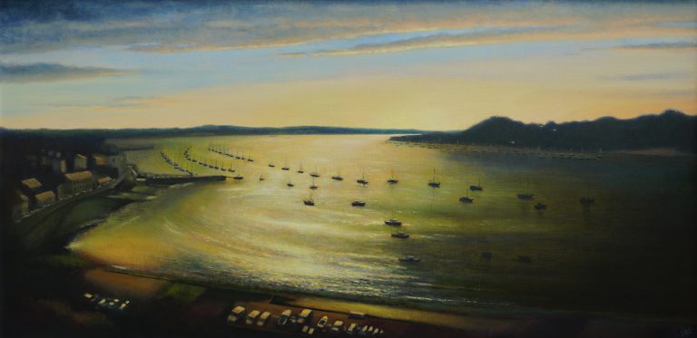 Stephen Jones painting titled Evening Tide, River Tamar