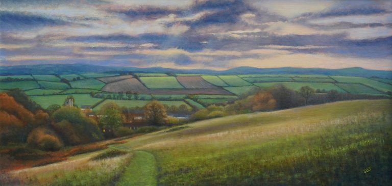 Stephen Jones painting titled Chinnock Hollow, Somerset